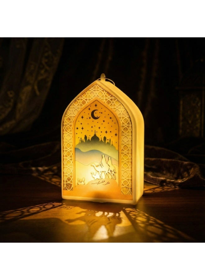 Set of 3 Ramadan Decorative LED Lanterns – Includes Crescent Moon, Islamic Arch & Circular Globe – Desktop & Hanging Night Lights for Ramadan Kareem Decor (12 x 8 cm) - Image 5